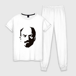 Пижама хлопковая женская Владимир Ленин абстрактный портрет, цвет: белый