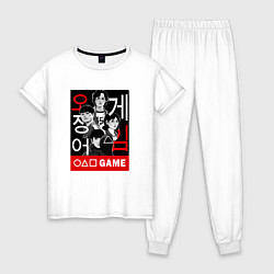 Пижама хлопковая женская Squid game players, цвет: белый