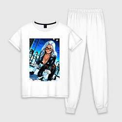 Женская пижама Черная кошка на крыше