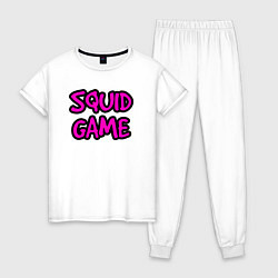 Пижама хлопковая женская Pink squid game, цвет: белый