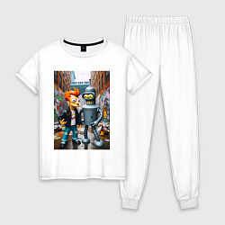 Женская пижама Бендер и Фрай в Бронксе - нейроарт фантазия