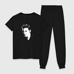 Пижама хлопковая женская Elvis Presley abstract portrait, цвет: черный