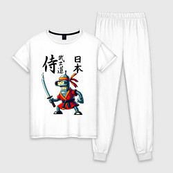 Пижама хлопковая женская Bender bending robot with katana - samurai, цвет: белый
