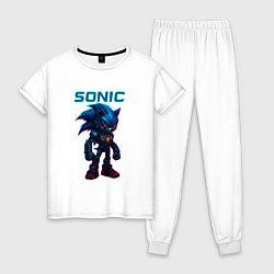 Пижама хлопковая женская Sonic cyberpunk, цвет: белый