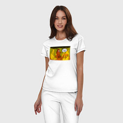 Пижама хлопковая женская Новогодняя лошадь - this is fine, цвет: белый — фото 2