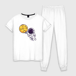 Пижама хлопковая женская Поймать луну, цвет: белый