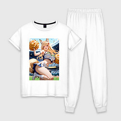 Пижама хлопковая женская Зажигательная болельщица, цвет: белый