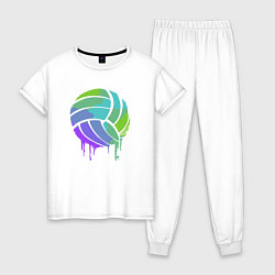 Пижама хлопковая женская Purple volleyball, цвет: белый
