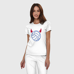 Пижама хлопковая женская Volleyball devil, цвет: белый — фото 2