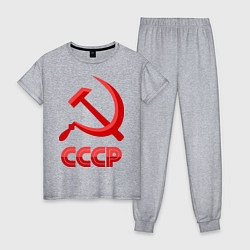 Пижама хлопковая женская СССР Логотип, цвет: меланж