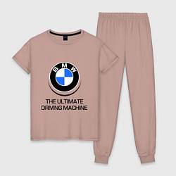 Пижама хлопковая женская BMW Driving Machine, цвет: пыльно-розовый
