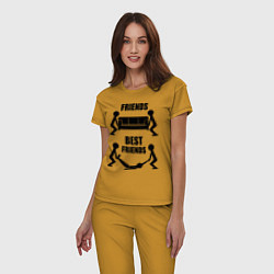 Пижама хлопковая женская Best friends, цвет: горчичный — фото 2