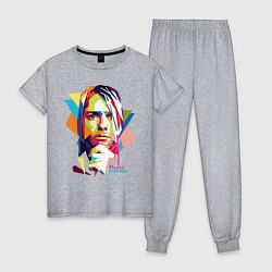 Пижама хлопковая женская Kurt Cobain: Colors, цвет: меланж