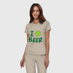 Пижама хлопковая женская Love beer, цвет: миндальный — фото 2
