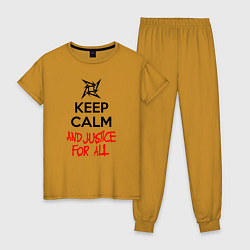 Пижама хлопковая женская Keep Calm & Justice For All, цвет: горчичный