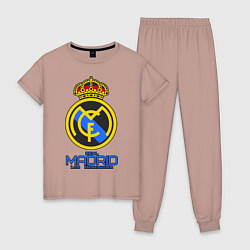 Пижама хлопковая женская Real Madrid, цвет: пыльно-розовый