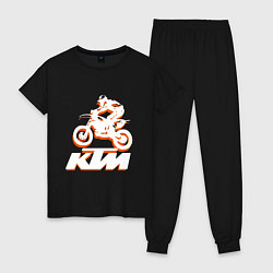 Пижама хлопковая женская KTM белый, цвет: черный