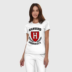 Пижама хлопковая женская Harvard University, цвет: белый — фото 2