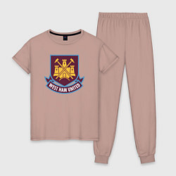 Пижама хлопковая женская West Ham United FC, цвет: пыльно-розовый