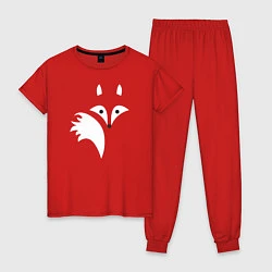 Пижама хлопковая женская Силуэт лисички, цвет: красный