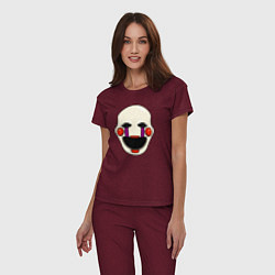Пижама хлопковая женская Puppet FNAF Марионетка, цвет: меланж-бордовый — фото 2