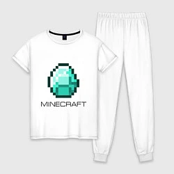 Пижама хлопковая женская Minecraft Diamond, цвет: белый