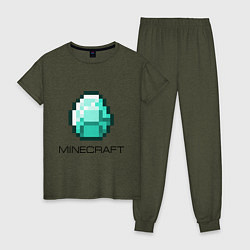 Пижама хлопковая женская Minecraft Diamond, цвет: меланж-хаки
