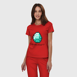 Пижама хлопковая женская Minecraft Diamond, цвет: красный — фото 2