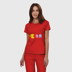 Пижама хлопковая женская Pac-Man: Fast Eat, цвет: красный — фото 2