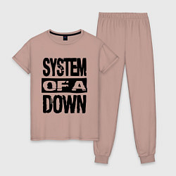 Пижама хлопковая женская System Of A Down, цвет: пыльно-розовый