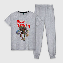 Пижама хлопковая женская Iron Maiden: Zombie, цвет: меланж