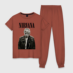 Пижама хлопковая женская Kurt Cobain: Young, цвет: кирпичный