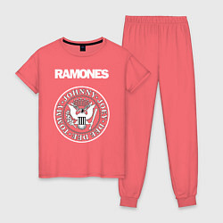 Пижама хлопковая женская Ramones, цвет: коралловый