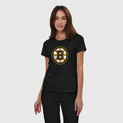 Пижама хлопковая женская Boston Bruins, цвет: черный — фото 2
