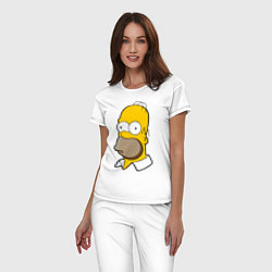Пижама хлопковая женская Sad Homer, цвет: белый — фото 2