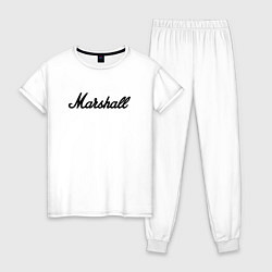 Пижама хлопковая женская Marshall logo, цвет: белый