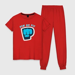Пижама хлопковая женская Pew Die Pie брофист знак, цвет: красный