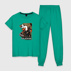 Пижама хлопковая женская Anaheim Ducks, цвет: зеленый