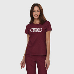 Пижама хлопковая женская AUDI VW, цвет: меланж-бордовый — фото 2