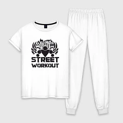 Пижама хлопковая женская Street workout, цвет: белый