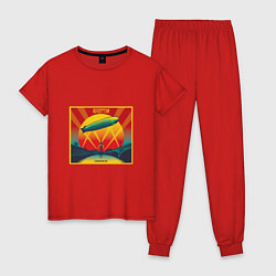 Пижама хлопковая женская Led Zeppelin, цвет: красный