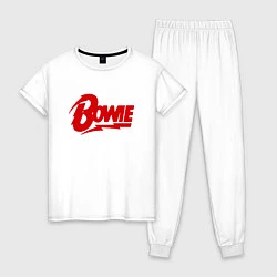 Пижама хлопковая женская Bowie Logo, цвет: белый