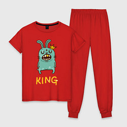 Пижама хлопковая женская Rabbit King, цвет: красный