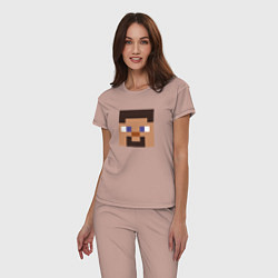 Пижама хлопковая женская Minecraft: Man Face, цвет: пыльно-розовый — фото 2