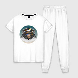 Пижама хлопковая женская Космонавт 6.6, цвет: белый