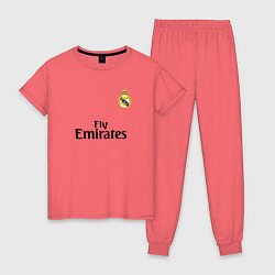 Пижама хлопковая женская Real Madrid: Fly Emirates, цвет: коралловый