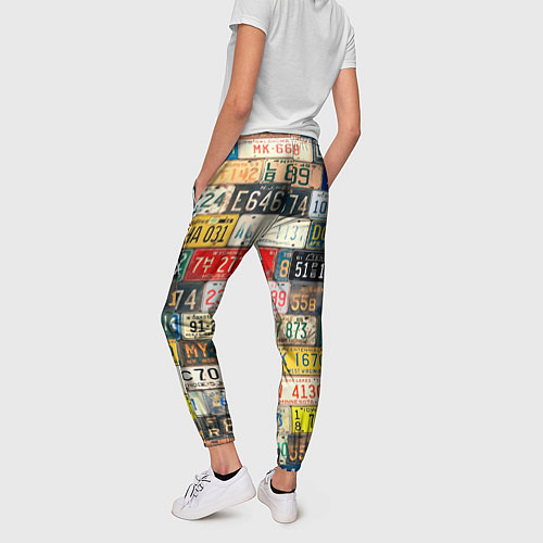 Женские брюки Автомобильные номера мира / 3D-принт – фото 4