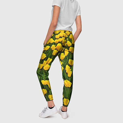 Женские брюки Жёлтые тюльпаны / 3D-принт – фото 4