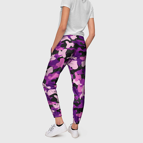 Женские брюки Камуфляж: фиолетовый/розовый / 3D-принт – фото 4