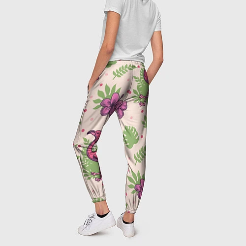 Женские брюки Цветочные фламинго / 3D-принт – фото 4